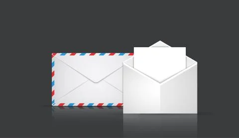 Vector modern envelope or mail set on gray background. Stock Illustration