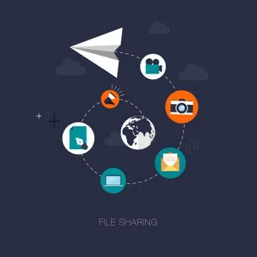 Vector modern file sharing concept illustration Stock Illustration