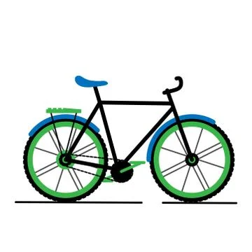 Vector modern flat cartoon bicycle isolated on white background Stock Illustration