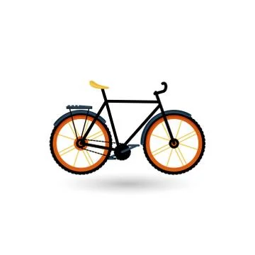 Vector modern flat cartoon bicycle isolated on white background Stock Illustration