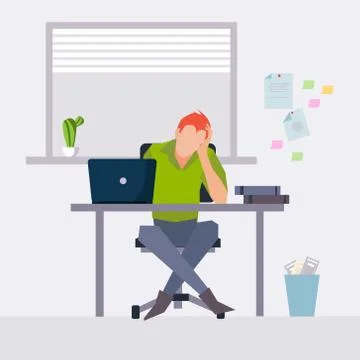 Vector modern flat character design on businessman at work Stock Illustration