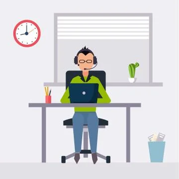 Vector modern flat character design on businessman at work Stock Illustration