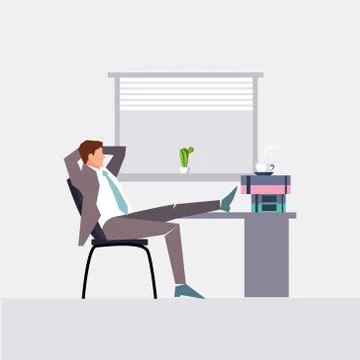 Vector modern flat character design on businessman at work Illustrazione stock