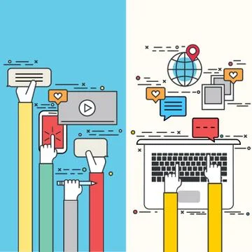 Vector modern flat design of social network Stock Illustration