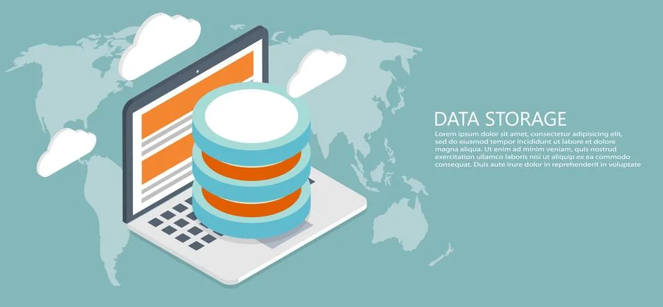 Vector modern flat isometric global data Illustrazione stock