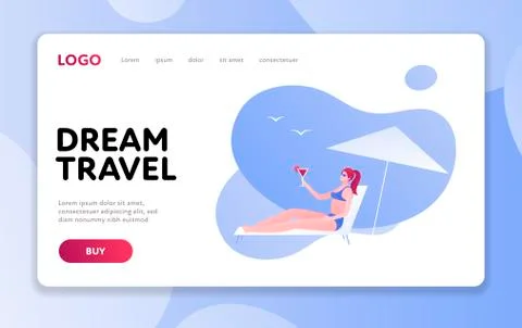 Vector modern flat web beach travel banner template. Stock Illustration