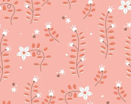 Vector Modern Folklore Cute Florals Vibrant Colored pattern background. Perfect Stock Illustration