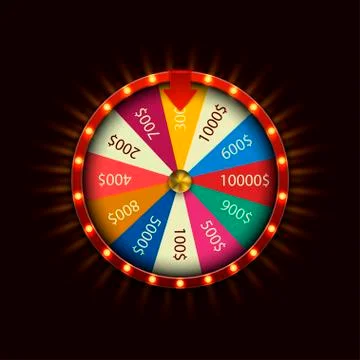 Vector modern fortune wheel on black background Stock Illustration