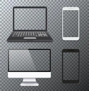 Vector modern gadgets icons on transparent background. Stock Illustration