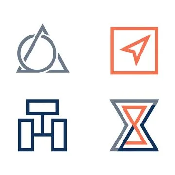 Vector of Modern geometric abstract triangle and square icons set Stock Illustration