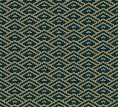 Vector modern geometric tiles pattern. golden lined shape Stock Illustration