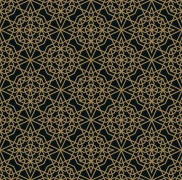 Vector modern geometric tiles pattern. golden lined shape. Abstract art deco Stock Illustration