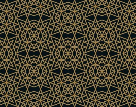 Vector modern geometric tiles pattern. golden lined shape. Abstract art deco Stock Illustration