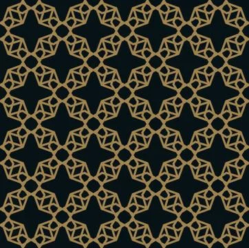 Vector modern geometric tiles pattern. golden lined shape. Abstract art deco Stock Illustration