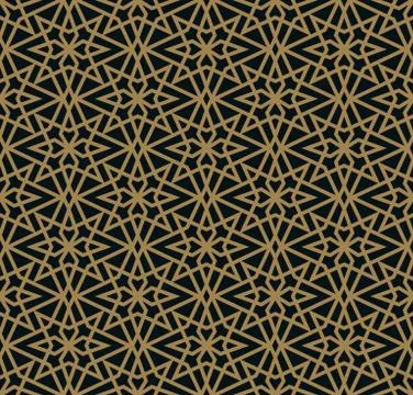Vector modern geometric tiles pattern. golden lined shape. Abstract art deco Stock Illustration