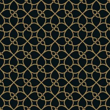 Vector modern geometric tiles pattern. golden lined shape. Abstract art deco Stock Illustration