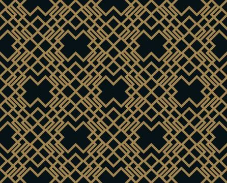 Vector modern geometric tiles pattern. golden lined shape. Abstract art deco Stock Illustration