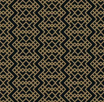 Vector modern geometric tiles pattern. golden lined shape. Abstract art deco Stock Illustration