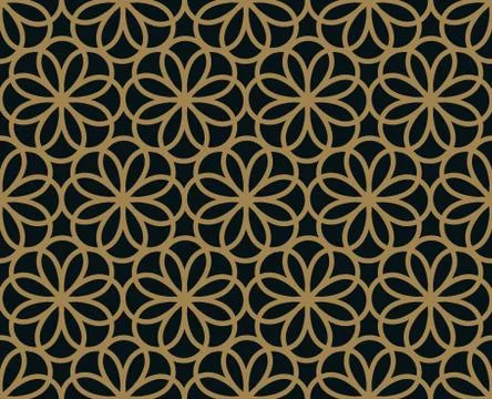 Vector modern geometric tiles pattern. golden lined shape. Abstract art deco Stock Illustration