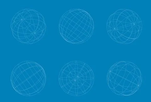 Vector modern geometric white circle sphere set イラスト素材