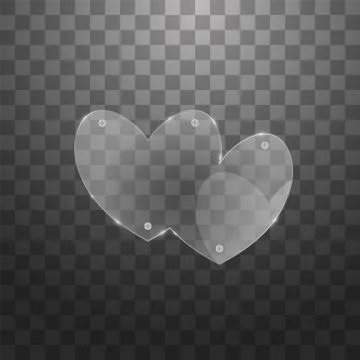 Vector modern glass two hearts on sample background. Eps10 Stock Illustration