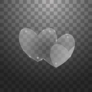 Vector modern glass two hearts on sample background. Stock Illustration