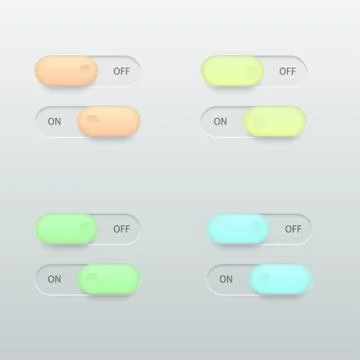 Vector modern glossy colorful on off switch set Stock Illustration