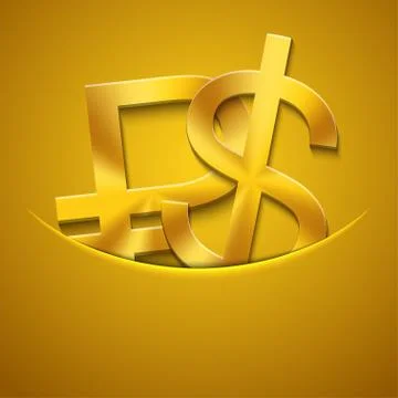 Vector modern gold ruble and dollar icons Stock Illustration