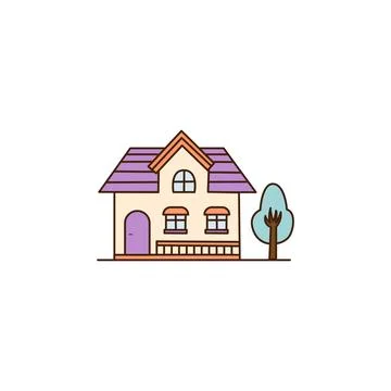Vector Modern graphic architectural design house icon. Vector Colorful cute Stock Illustration