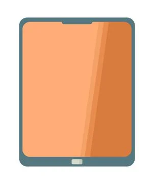 Vector Modern gray tablet flat computer with blank orange horizontal screen Illustrazione stock
