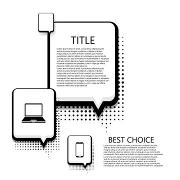 Vector modern halftone bubble speech icons business and technology background 스톡 일러스트