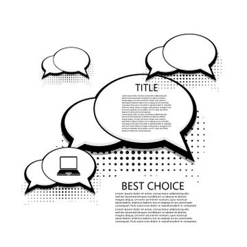 Vector modern halftone bubble speech icons business and technology background Stockillustratie