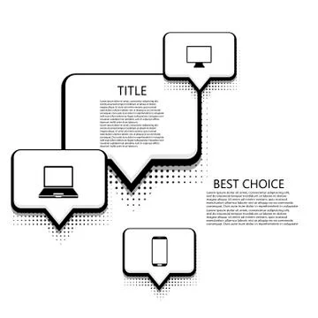 Vector modern halftone bubble speech icons business and technology background Stockillustratie