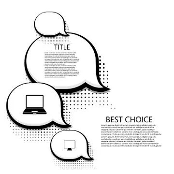 Vector modern halftone bubble speech icons business and technology background Illustrazione stock