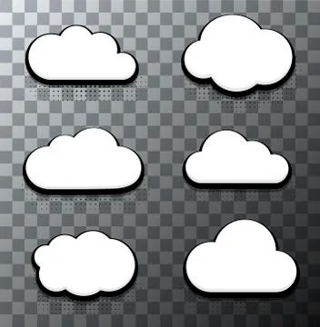 Vector modern halftone cloud icons set Stock Illustration