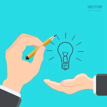Vector modern hand with pencil. Stock-Illustration