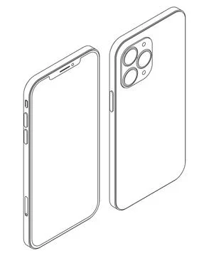 Vector modern isometric mobile phone line art 스톡 일러스트