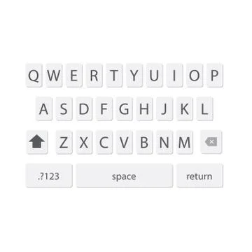 Vector modern keyboard of smartphone, alphabet buttons Stock Illustration