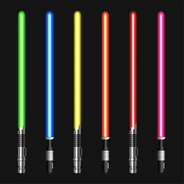 Vector modern light swords on dark background. Stock Illustration