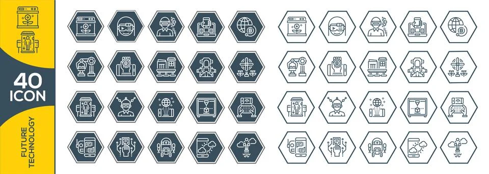 Vector modern line flat design Future technology concept. Future technology i 스톡 일러스트