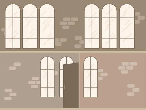 Vector modern loft office interior empty scene in flat style Stock Illustration