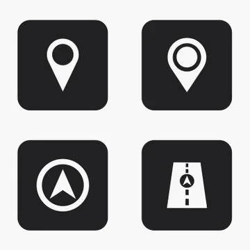 Vector modern map pointer  icons set Stock Illustration