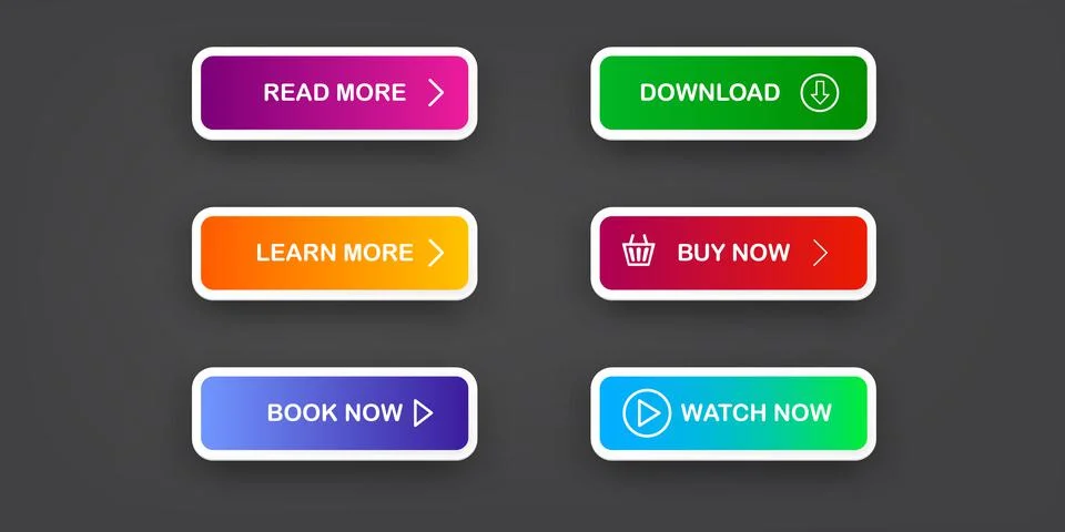 Vector Modern material style buttons set isolated on grey background. Read more Stock Illustration
