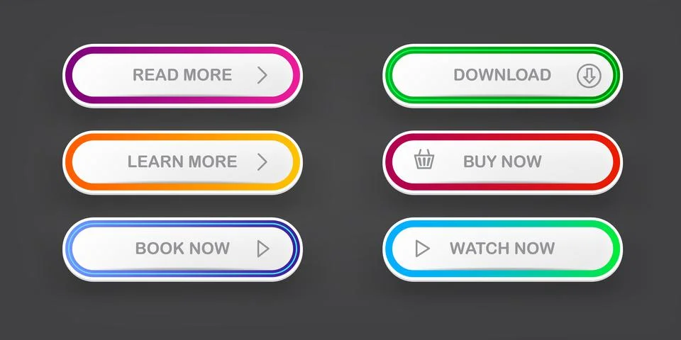 Vector Modern material style buttons set isolated on grey background. Read more Stock Illustration