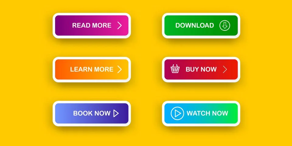 Vector Modern material style buttons set isolated on orange background. Read Stock Illustration