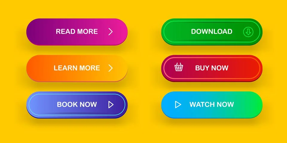 Vector Modern material style buttons set isolated on orange background. Read Stock Illustration