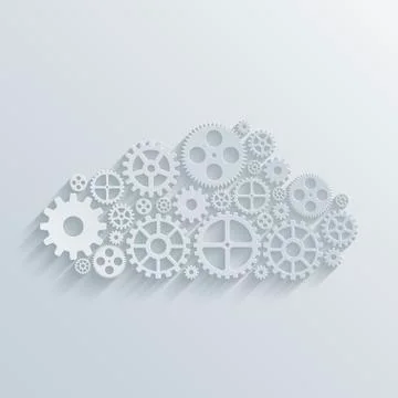 Vector modern mechanism computing cloud concept Stock Illustration