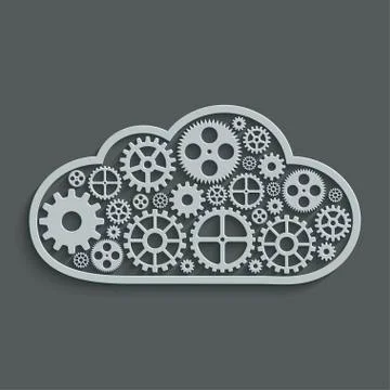 Vector modern mechanism computing cloud concept Stock Illustration