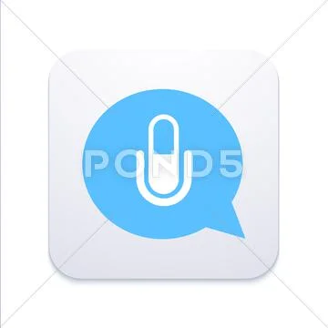 Vector modern microphone icon in blue bubble speech Stock Illustration