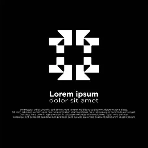 Vector, modern minimalist logo design elements. isolated on a black backgroun Stock Illustration